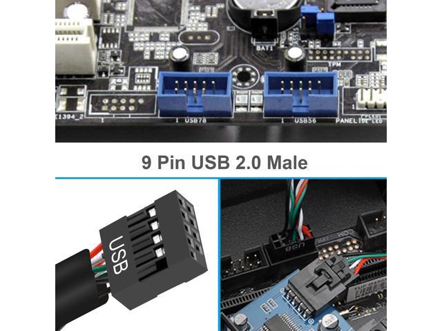 Motherboard 9 Pin USB Header Splitter, Male 1 to 4 Female Extension Splitter Cable Desktop Card 9-Pin USB 2.0 HUB Connector Adapter Port Multiplier