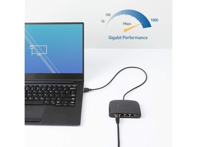 Cable Matters USB to 4-Port Gigabit Ethernet Switch for Network Sharing with TV, Laptop, Gaming Console (USB Ethernet Splitter, USB Network Switch,...