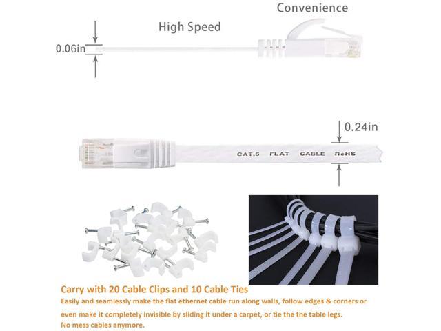 Ethernet Cable 50 ft, Cat 6 LAN Cable Ethernet Cord, Slim Long Flat Computer Internet Patch Cord Wire with clips & Rj45 Connectors for Router,...