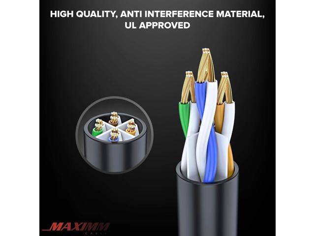 Maximm Cat 6 Ethernet Cable 6 Ft, 100% Pure Copper, Cat6 Cable (24 Pack) LAN Cable, Internet Cable, Patch Cable and Network Cable - UTP (Black) 6 Feet