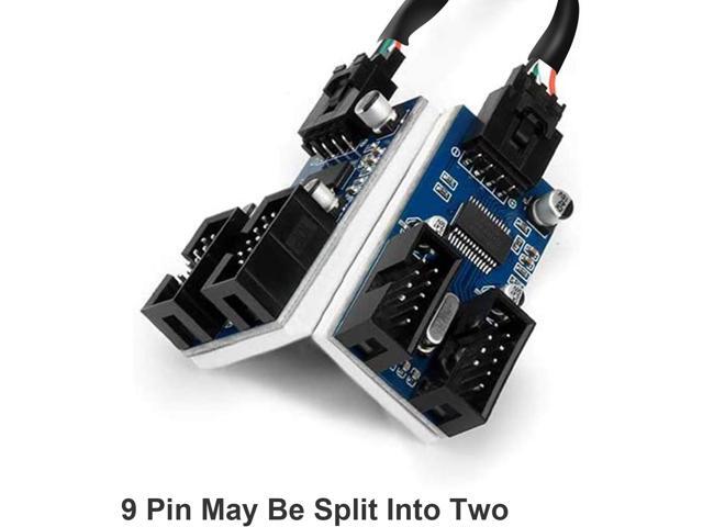 Motherboard 9 Pin USB Header Splitter, Male 1 to 4 Female Extension Splitter Cable Desktop Card 9-Pin USB 2.0 HUB Connector Adapter Port Multiplier