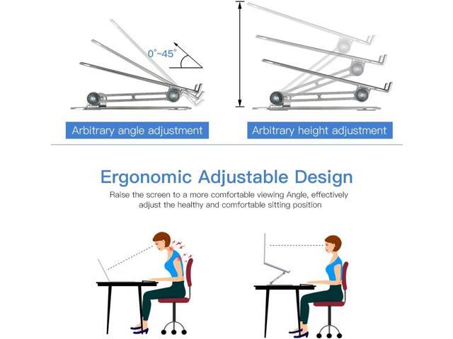 Ergonomic Adjustable Laptop Riser, Computer Stand Laptop Holder Compatible with 10-15.6' Laptops and Tablets (Aluminum, Silver)