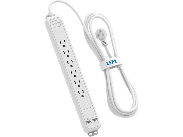 NTONPOWER Long Surge Protector Power Strip, Heavy Duty Extension Cord 15 FT, Flat Plug Power Strip with USB Ports, Wall Mountable, 15A Circuit...