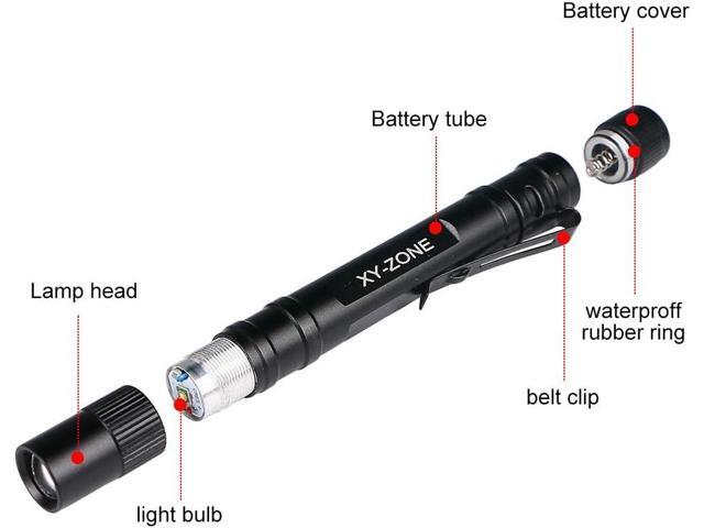 5PCS Led Pen Flashlight 1000 Lumens Lamp Clip Mini Black 507 Pocket Penlight Flashlight Torch Powered by 2 AAA Battery(Battery Not Included)