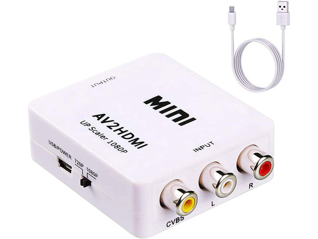 ABLEWE RCA to HDMI Converter, 1080P AV to HDMI RCA Composite CVBS Video Audio Converter Adapter Supporting PAL/NTSC for...