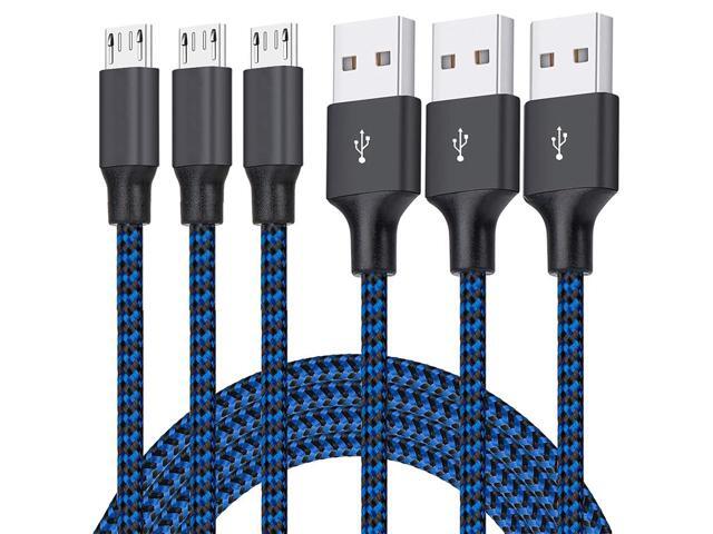 Micro USB Cable, 3Pack 6FT Android Charger Cord Long Braided Sync Fast Charging Cables Compatible with Samsung Galaxy S6 S7 Edge, Android Phone -Blue