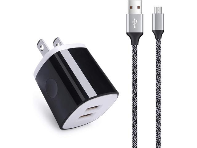 Charger Block Cube with Micro USB Cable Fast Charging Cord Compatible for Samsung Galaxy S7/S6/Edge/Active S5 S4 Note 5/4,J7 J3 J2 A7 A10S A10...
