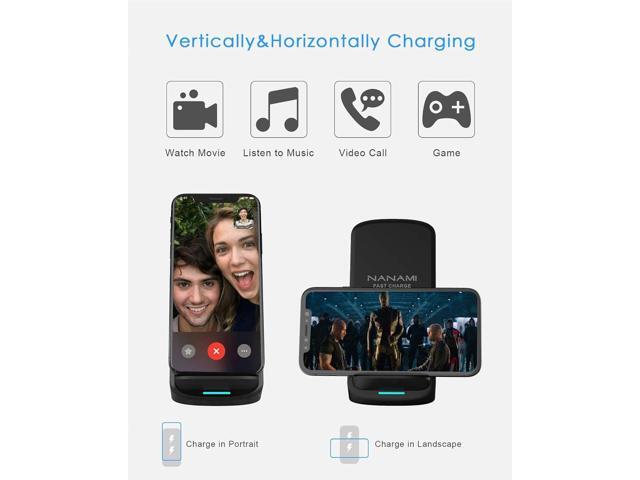 NANAMI Fast Wireless Charger, Qi Certified Wireless Charging Stand with QC3.0 Adapter USB Charger for iPhone 16/16 Plus/16 Pro/16 Pro...