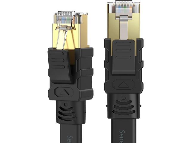 Cat 8 Ethernet Cable 1.5 ft High Speed, 26AWG Heavy Duty Shielded Ethernet Cord, 40Gbps 2000Mhz Flat Internet Network Patch Cord, Outdoor & Indoor,...