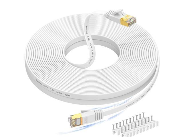 Cat 7 Ethernet Cable 100 ft High Speed, Flat Internet Network LAN Wire, Long Shielded Patch Cord for Modem, Switch, Router, Xbox, Faster Than.