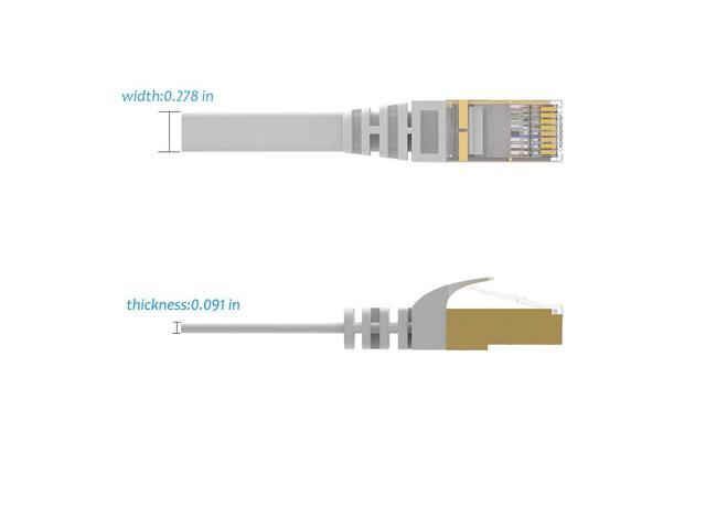 Cat7 Ethernet Cable 100 ft White Shielded (STP), High Speed Flat RJ45 Cat-7/Category 7 Internet LAN Computer Patch Cord Cable, Faster Than...