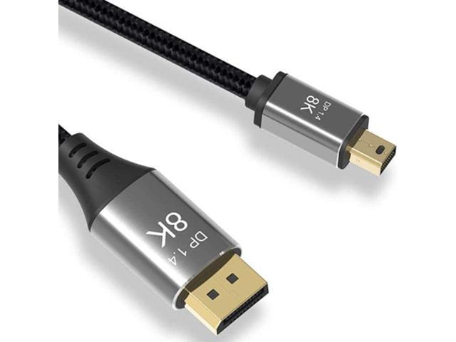 CABLEDECONN Mini DP to DisplayPort 8K Cable 8K(7680x4320)@60Hz 4K@144Hz DisplayPort 1.4 Bi-Directional Transmission DisplayPort to Mini DisplayPort.