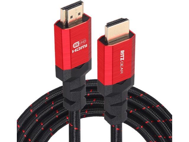 Ritz Gear 4K HDMI 2.0 Cable 1 ft. [3 Pack] 18 Gbps Ultra High Speed Braided Nylon Cord & Gold Connectors - 4K@60Hz/UHD/3D/2160p/1080p/ARC &...