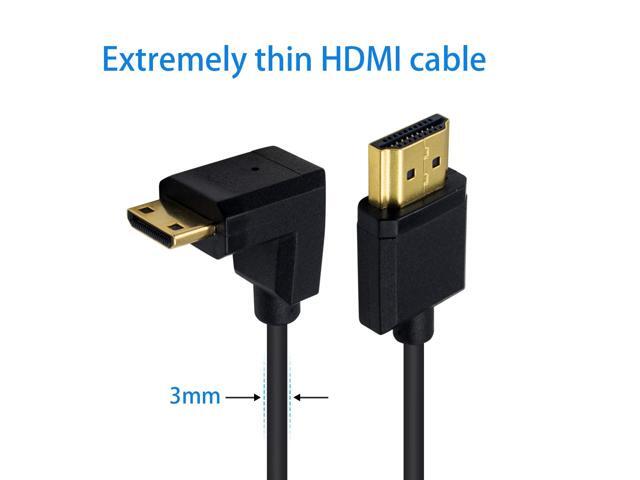 Duttek Mini HDMI to Standard HDMI Cable, HDMI to Mini HDMI Cable, Ultra-Thin Down Angled 90 Degree Mini HDMI Male to HDMI Male Cable Support 4K...
