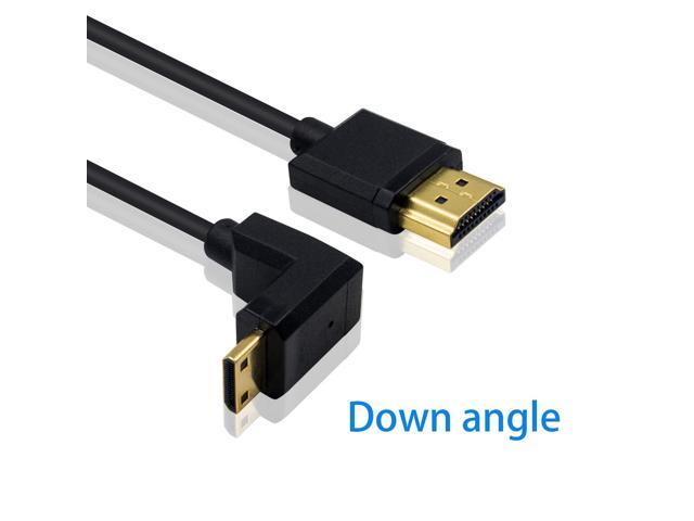 Duttek Mini HDMI to Standard HDMI Cable, HDMI to Mini HDMI Cable, Ultra-Thin Down Angled 90 Degree Mini HDMI Male to HDMI Male Cable Support 4K...
