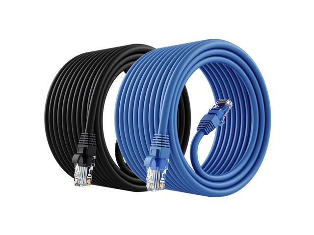 GEARit Cat 6 Ethernet Cable CCA - (20ft, 2-Pack) LAN Network Cord, UTP, Internet, Network Cable Cat 6 Patch Cable - Black & Blue, 20 Feet