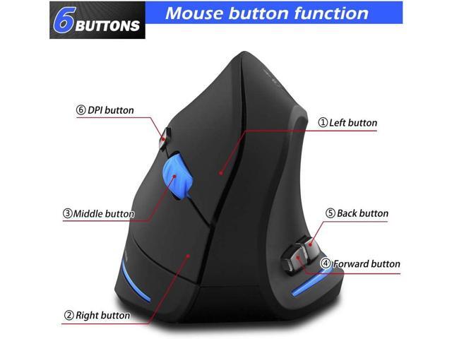 ZLOT Vertical Wireless Mouse,2.4G USB Optical Ergonomic Mice with 3 Adjustable DPI 1000/1600/2400 and 6 Buttons for Laptop, PC, Computer, Desktop,...