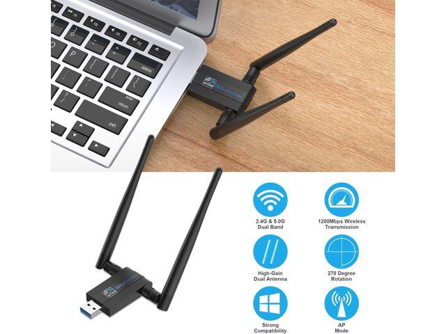 Blueshadow AC1300 USB WiFi Adapter - 2.4G/5G Dual Band Wireless Network Adapter for PC Desktop, MU-MIMO WiFi Dongle, USB 3.0, Supports...