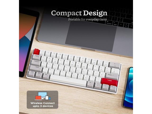 Newmen GM610 60% Wireless Mechanical Keyboard,Wired/Bluetooth/2.4G RGB Backlit,61 Anti-Ghosting Keys,Programmable,Hot-Swappable Gaming Keyboard,for...