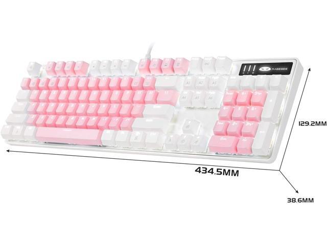 MageGee Mechanical Gaming Keyboard, New Upgraded Blue Switch 104 Keys White Backlit Keyboards, USB Wired Mechanical Computer Keyboard for Laptop,...