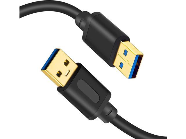 USB 3.0 A to A Male Cable 3Ft, Tan QY USB to USB Cable, USB Male to Male Cable Double End USB Cord with Gold-Plated Connector for Hard Drive.