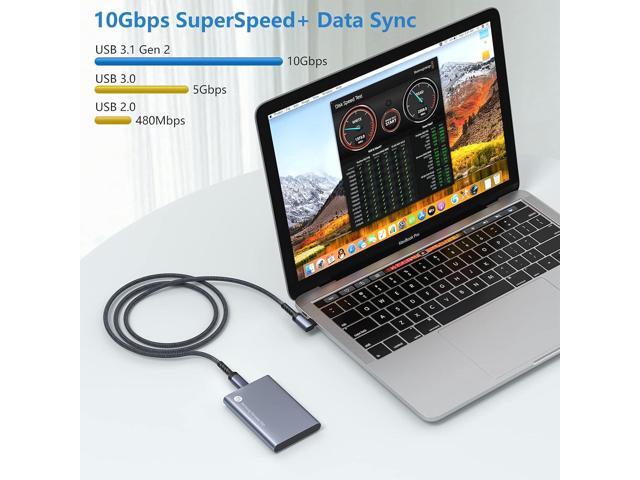 Besgoods USB C to USB C Cable 100W, 3ft 90 Degrees 10Gpbs 4K Video and Audio,USB 3.1 Gen 2 Cable for USB C Hub, MacBook Pro,SSD Hard Drive,Galaxy...