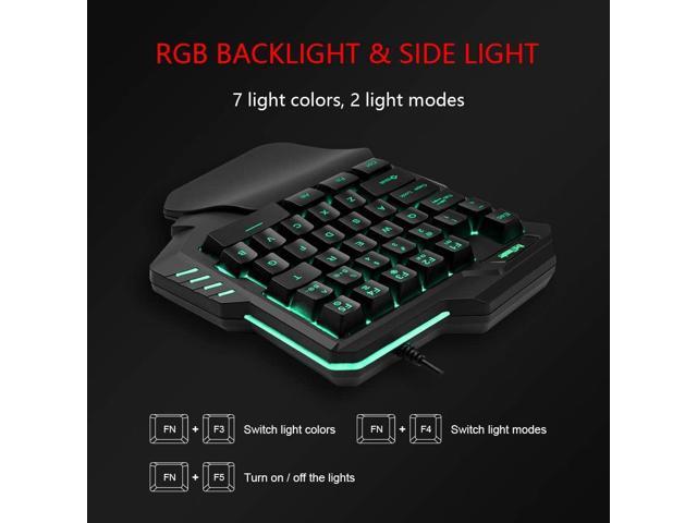 RedThunder One-Handed RGB Gaming Keyboard and Mouse Combo, 35 Keys Mini Gaming Keypad, 6400 DPI Mouse, Portable Game Controller for PC Gamer