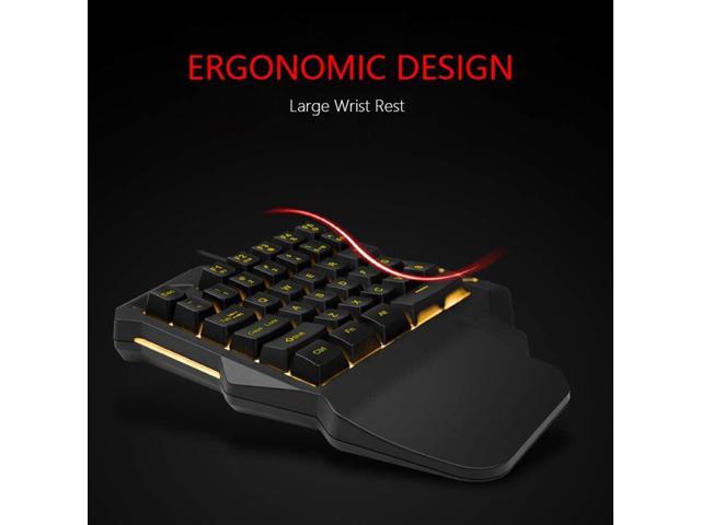 RedThunder One-Handed RGB Gaming Keyboard and Mouse Combo, 35 Keys Mini Gaming Keypad, 6400 DPI Mouse, Portable Game Controller for PC Gamer