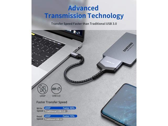 JSAUX SATA to USB C Cable, USB-C 3.1 to 2.5 SATA III Hard Driver Adapter Aluminum Shell External Converter for SSD/HDD Data Transfer-Grey