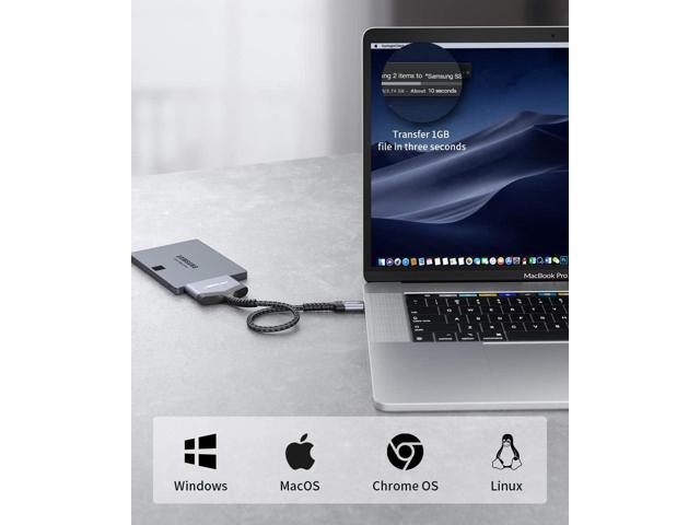 JSAUX SATA to USB C Cable, USB-C 3.1 to 2.5 SATA III Hard Driver Adapter Aluminum Shell External Converter for SSD/HDD Data Transfer-Grey
