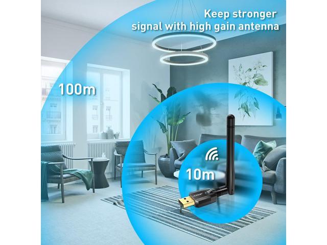 Long Range USB Bluetooth 5.1 Adapter for PC USB Bluetooth Adapter Wireless Audio Dongle 328FT / 100M 5.1 Blue Tooth Transmitter Receiver for...