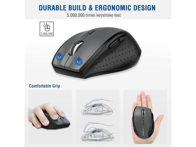 E-YOOSO Wireless Mouse for Laptop, Portable Optical Computer Mouse, 6 Buttons, Cordless 2.4GHz with USB Receiver, 5-Level 4800 DPI, 18 Months...