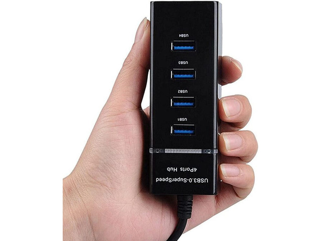 USB Hub 3.0 USB Port Splitter,4 Port High Speed USB Data Hub with LED Indicator for Laptop, PC, Computer, Mobile HDD, Keyboard,Mouse and More - Black