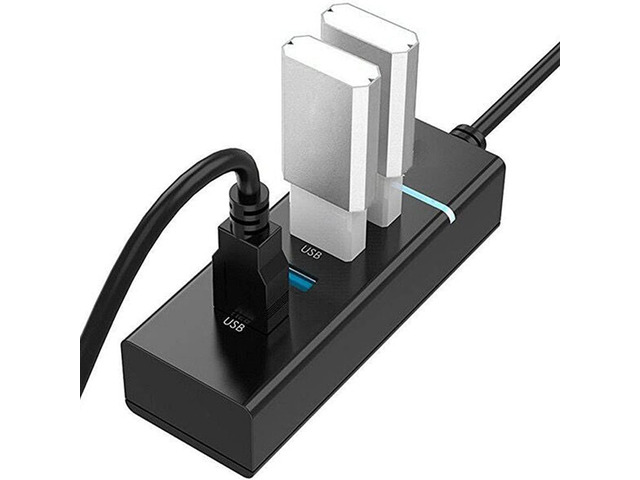 USB Hub 3.0 USB Port Splitter,4 Port High Speed USB Data Hub with LED Indicator for Laptop, PC, Computer, Mobile HDD, Keyboard,Mouse and More - Black