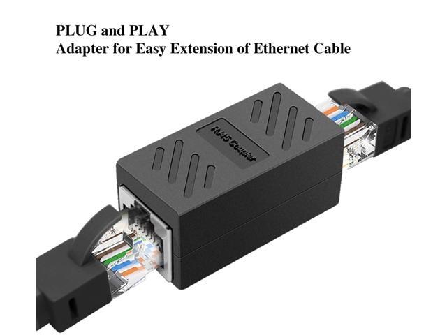 Dingsun RJ45 Coupler, in-Line Coupler Female to Female Ethernet Coupler for Cat7/ Cat6/ Cat5/ Cat5e Ethernet Cable Extender Adapter (6, Black)