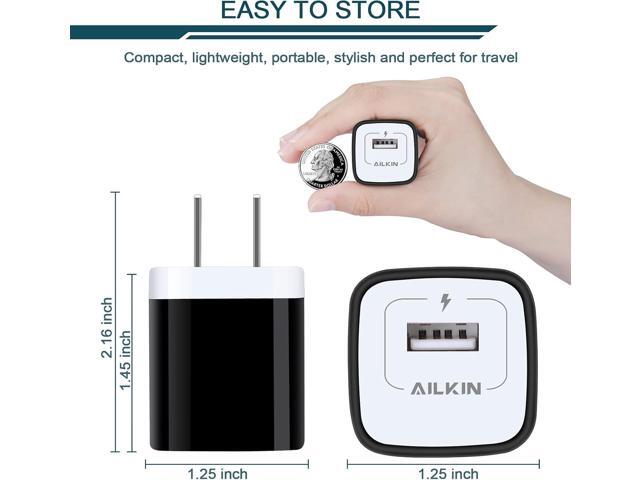 AILKIN USB Charger Wall Plug, 5Pack-1Port Fast Charging Outlet AC Power Adapter Block Cube Box Brick for Apple iPhone, Samsung Galaxy, Android or...