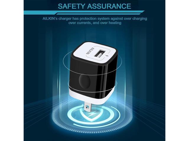 AILKIN USB Charger Wall Plug, 5Pack-1Port Fast Charging Outlet AC Power Adapter Block Cube Box Brick for Apple iPhone, Samsung Galaxy, Android or...