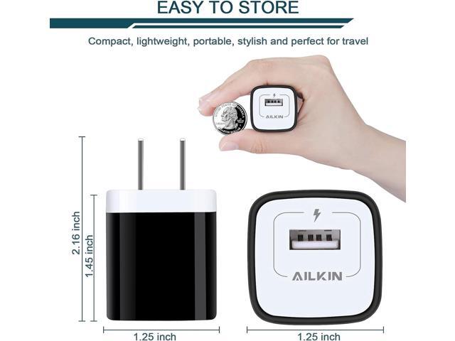 AILKIN USB Charger Wall Plug, 5Pack-1Port Fast Charging Outlet AC Power Adapter Block Cube Box Brick for Apple iPhone, Samsung Galaxy, Android or...