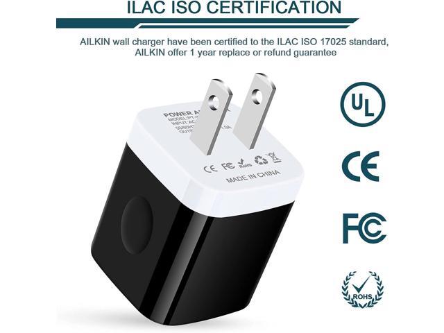 AILKIN USB Charger Wall Plug, 5Pack-1Port Fast Charging Outlet AC Power Adapter Block Cube Box Brick for Apple iPhone, Samsung Galaxy, Android or...