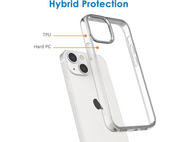 Case for iPhone 13 6.1-Inch, Non-Yellowing Shockproof Phone Bumper Cover, Anti-Scratch Clear Back (Clear)