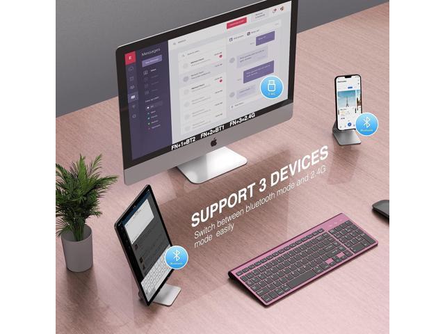 JOYACCESS Bluetooth Keyboard,J Multi-Device (2.4G+BT3.0+BT5.0) Wireless Bluetooth Keyboard Compatible with...