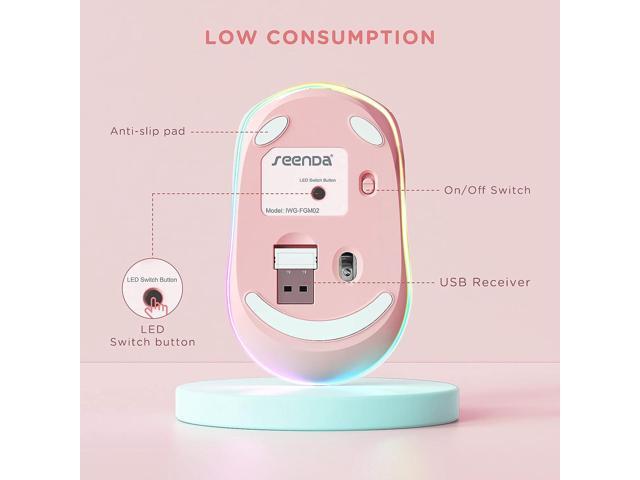 Wireless Mouse, Rechargeable Light Up Mouse for Laptop, Small Cordless Mice with Quiet Click LED Rainbow Lights for PC Computer Kids Chromebook...