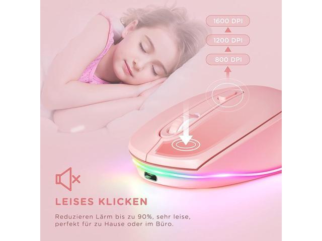 Wireless Mouse, Rechargeable Light Up Mouse for Laptop, Small Cordless Mice with Quiet Click LED Rainbow Lights for PC Computer Kids Chromebook...