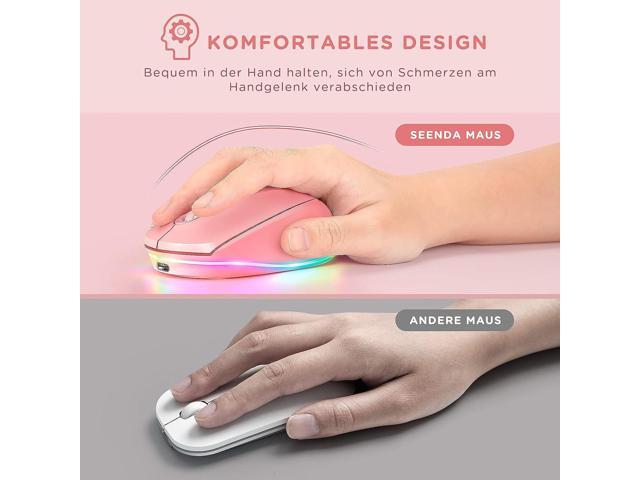 Wireless Mouse, Rechargeable Light Up Mouse for Laptop, Small Cordless Mice with Quiet Click LED Rainbow Lights for PC Computer Kids Chromebook...