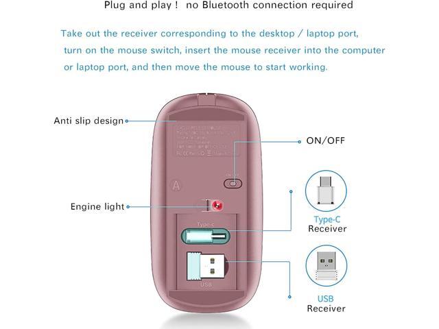Wireless Mouse for MacBook Pro MacBook Air Mac iMac Desktop Computer Chromebook Win7/8/10 PC HP Dell Laptop (Rose Gold)