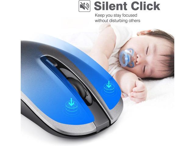 LeadsaiL Rechargeable Wireless Computer Mouse, 2.4G Portable Slim Cordless Mouse Less Noise for Laptop Optical Mouse with 5 Adjustable DPI Levels...