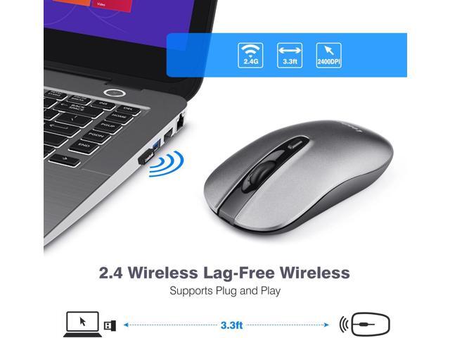 LeadsaiL Rechargeable Wireless Computer Mouse, 2.4G Portable Slim Cordless Mouse Less Noise for Laptop Optical Mouse with 5 Adjustable DPI Levels...