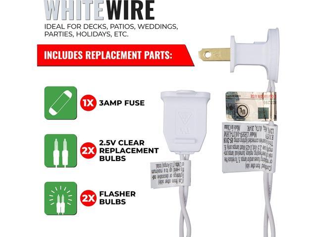 612 Vermont 100 Clear Christmas Lights on White Wire, UL Approved for Indoor/Outdoor Use, 18 Foot of Lighted Length, 20 Foot of Total Length
