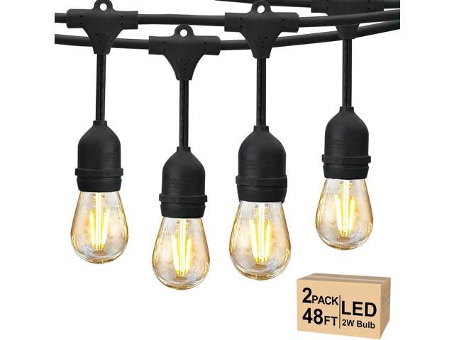 Svater 96 FT Outdoor String Lights 2W, Patio Light for Outside with 32 Antique S14 Plastic LED Bulbs, IP65 Waterproof Hanging Cafe Market Lighting,.