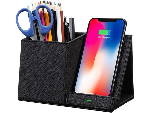COSOOS Fast Wireless Charger with Desk Organizer, Desk Phone Charger Compatible with 15/15 Pro/15 Pro Max/14/13/12/11/XS/8 Plus, Galaxy...
